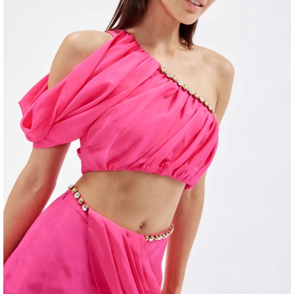 Area Crystal Dome Draped Top and Skirt Set size 10 in Pink - Picture 3 of 9
